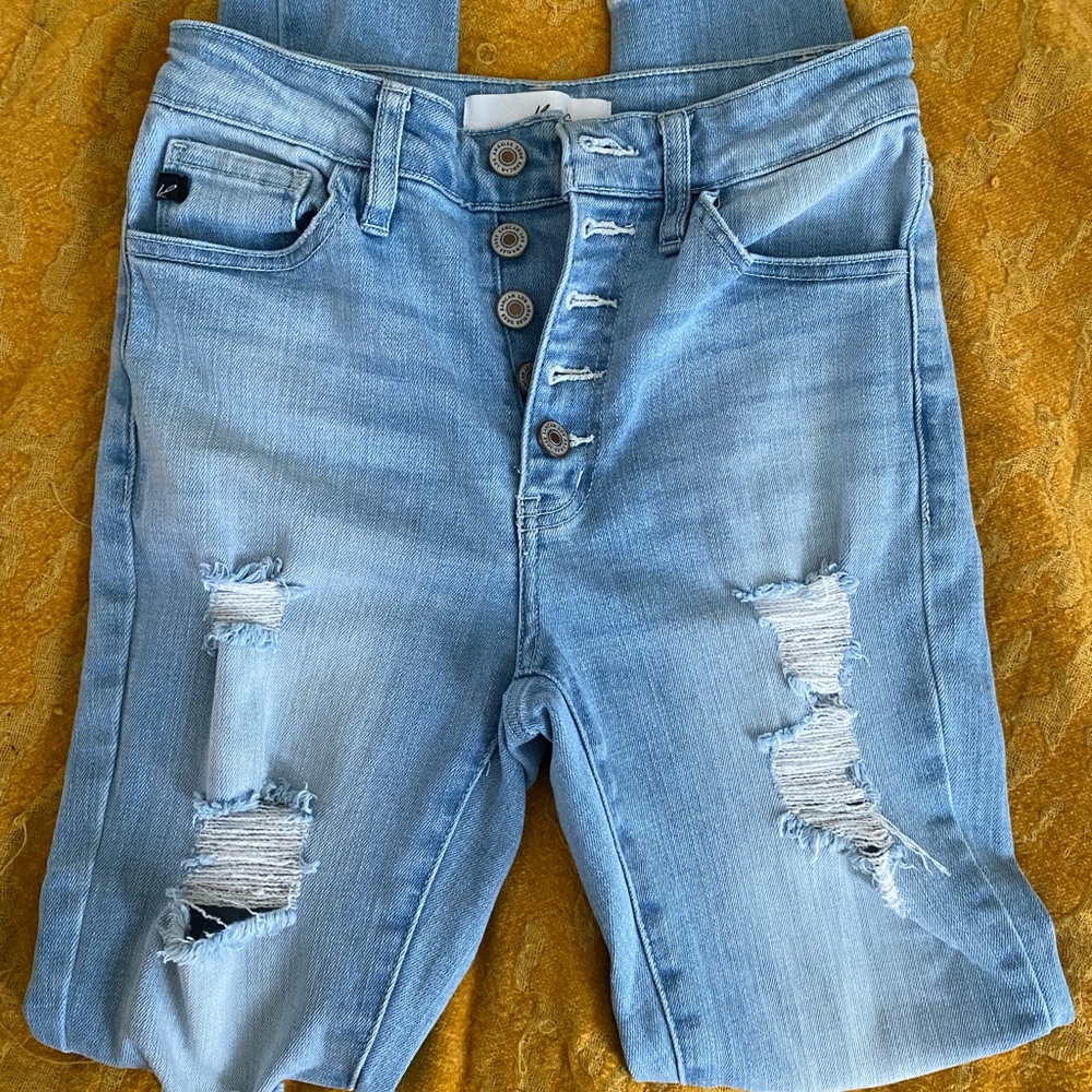 KanCans High Rise Distressed Skinny Jeans